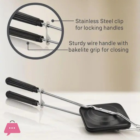 AluminiumNon-Stick Coated Gas Stove Compatible Hand Toaster Sandwich Maker