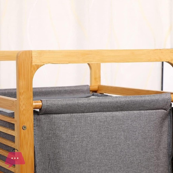 Portable Bamboo Laundry Basket Fabric Rack Storage Basket Bedroom Bathroom