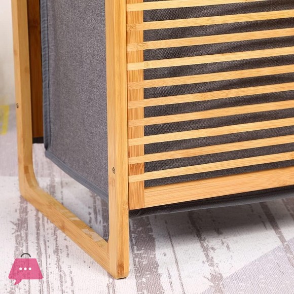 Portable Bamboo Laundry Basket Fabric Rack Storage Basket Bedroom Bathroom