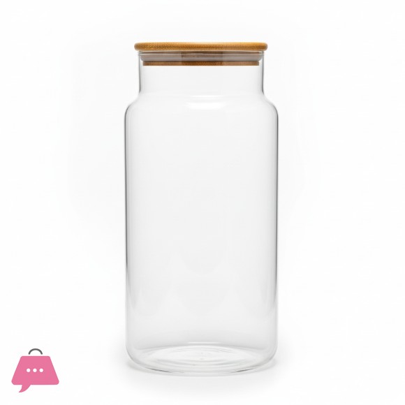 Burney Can Shaped Glass Jar with Airtight & Wood Lid – 3liter
