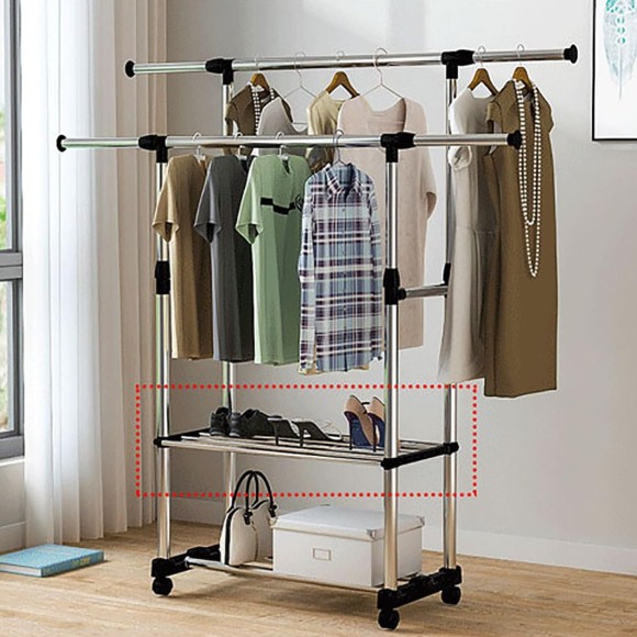 Clothes Indoor Folding Clothes Rail Double Pole
