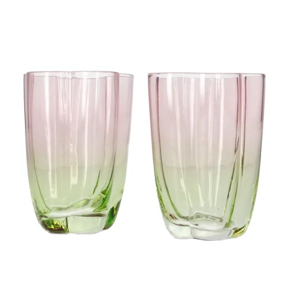 Danny Home Two Toned Floral Shaped Cocktail Glasses Set 2Pcs