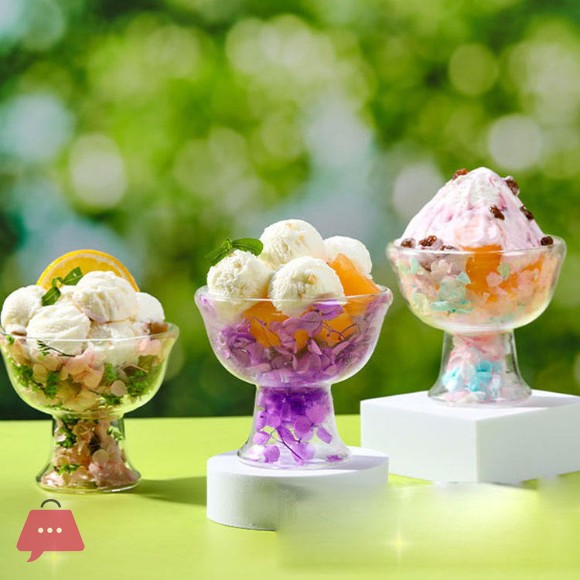 Creative Double Wall Transparent Glass Lotus Cup for Ice Cream 1-pcs