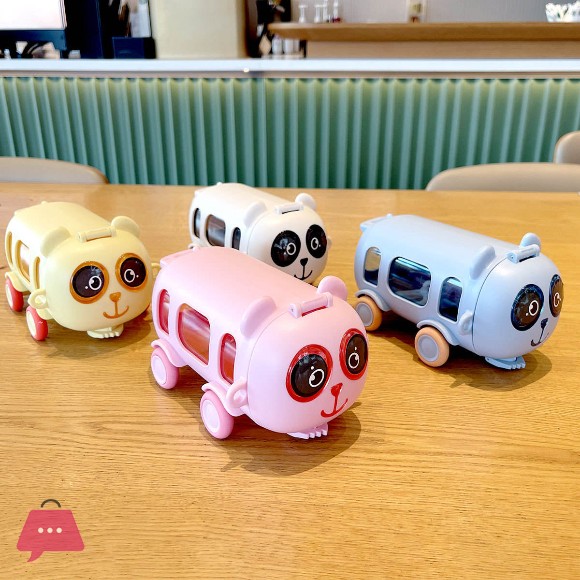 Cute Panda Bear Car Plastic Water Bottle with Straw 500ml