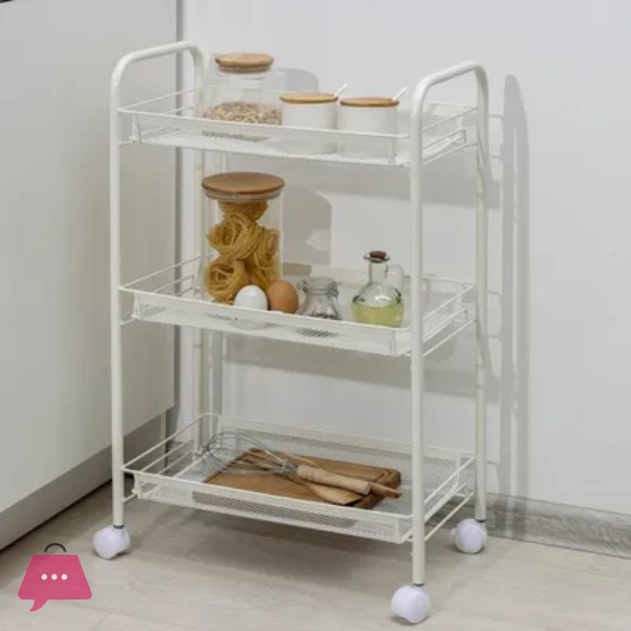 Danny Home Rolling Cart 3 Layer Trolley White 42x23x63cm