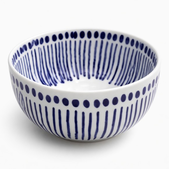Danny Home Blue White Striped Ceramic Serving Bowl 4.5Inch Pack of 6
