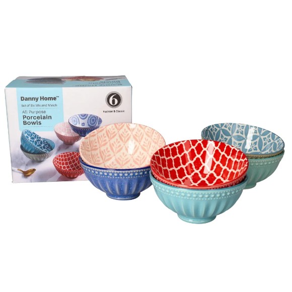 Danny Home Bohemian Design Dessert Bowls 6Pcs 11.8cm