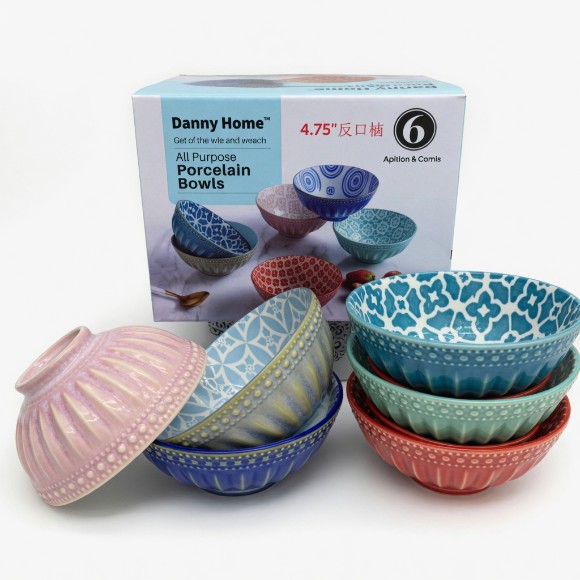 Danny Home Bohemian Design Dessert Bowls 6Pcs 11.8cm