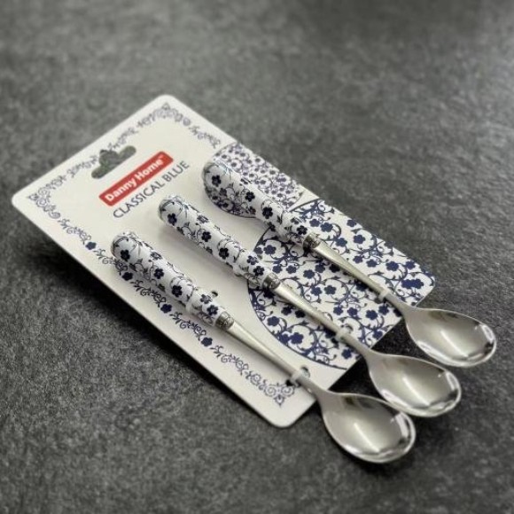 Danny Home Classical Blue Coffee Spoon Set of 3 - 15cm