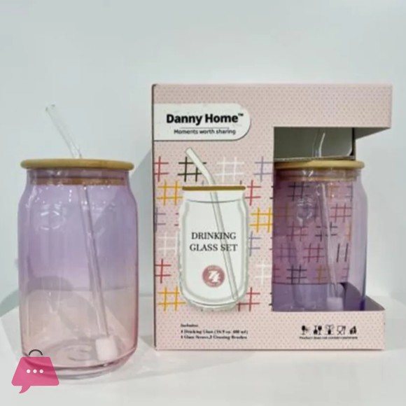 Danny Home Drinking Glass With Straw 4 x 480ml
