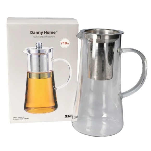 Danny Home Glass Teapot with Infuser 710ml