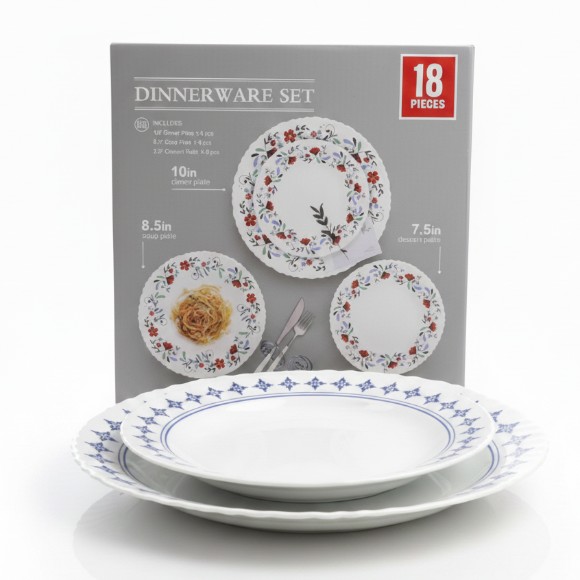 Danny Home Opal Glass Plate Set Dinnerware Set 18pcs
