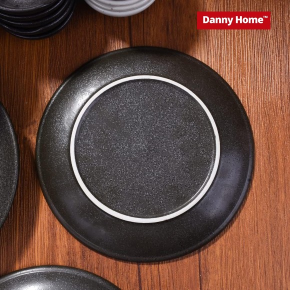 Danny Home Porcelain Black Flate Plate 1Piece 7.5Inch