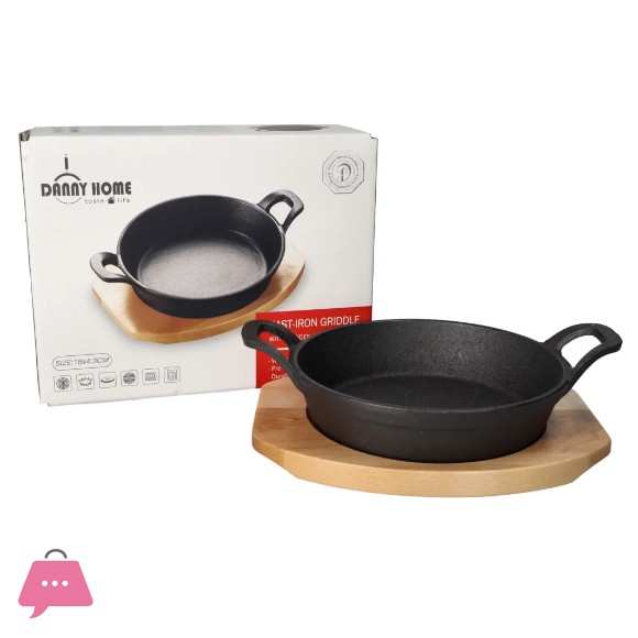 Danny Home Sizzling Pan with Bamboo Base 24.5cm