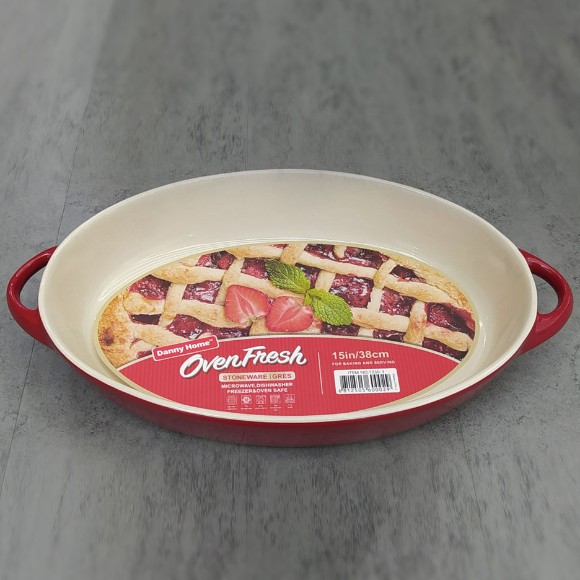 Danny Home Stoneware Oval Ovan Baking Dish 15 Inch / 4 Liter
