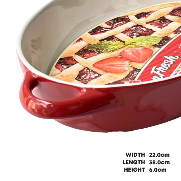 Danny Home Stoneware Oval Ovan Baking Dish 15 Inch / 4 Liter