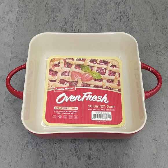 Danny Home Stoneware Square Roaster Baking Dish 10.8 Inch / 1.65 Liter