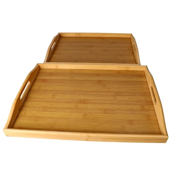 Danny Home Bamboo Tea Serving Tray Set - 2Pcs