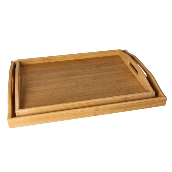 Danny Home Bamboo Tea Serving Tray Set - 2Pcs