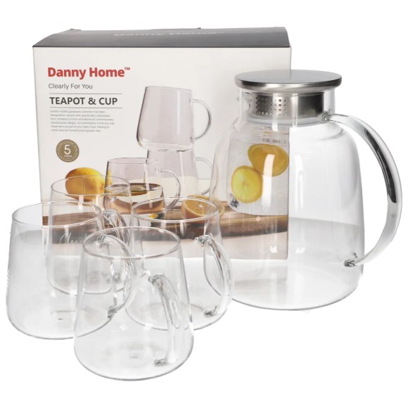 Danny Home 5-Piece Glass Juice Jar & Glass Mugs Set