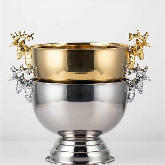 Deer Head Stainless Steel Ice Pails Ice Bucket Great for Home Bar Chilling Drinks
