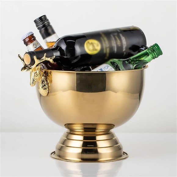 Deer Head Stainless Steel Ice Pails Ice Bucket Great for Home Bar Chilling Drinks