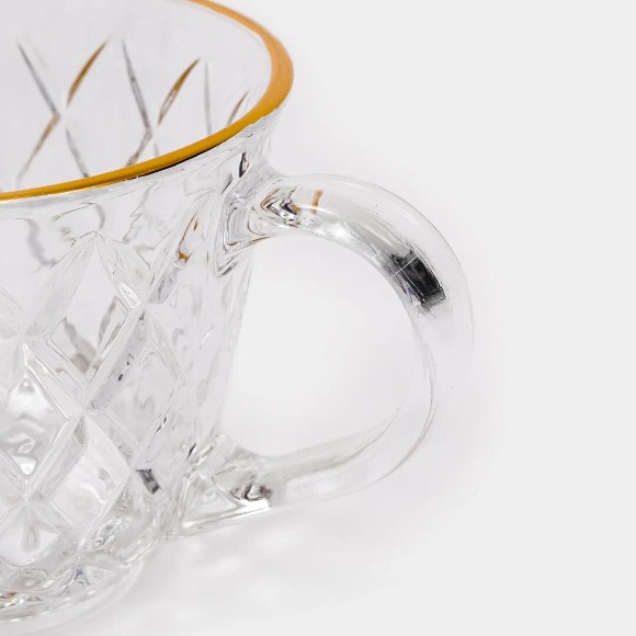 Deli Glass Blooming Tea Cup and Saucer 220ml Pack of 6