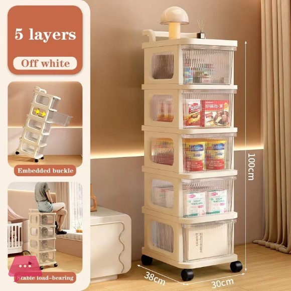 Drawer Storage Rack 5-Layer Acrylic Transparent Rack Baby Product Storage Cabinet Mobile Cart
