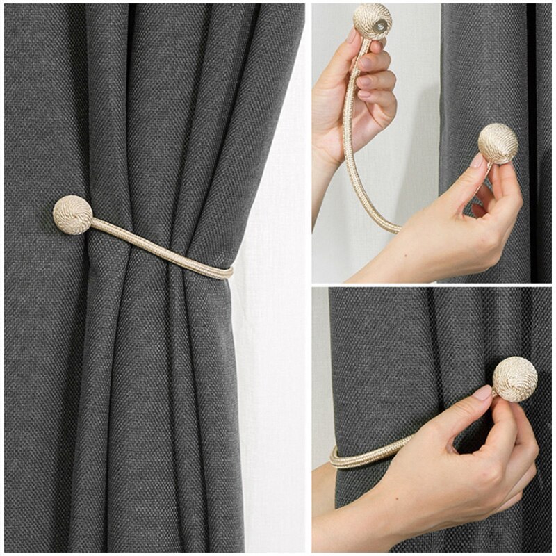 Deluxe Magnetic Curtain Tiebacks with Unique Wooden Balls (1 Pair)