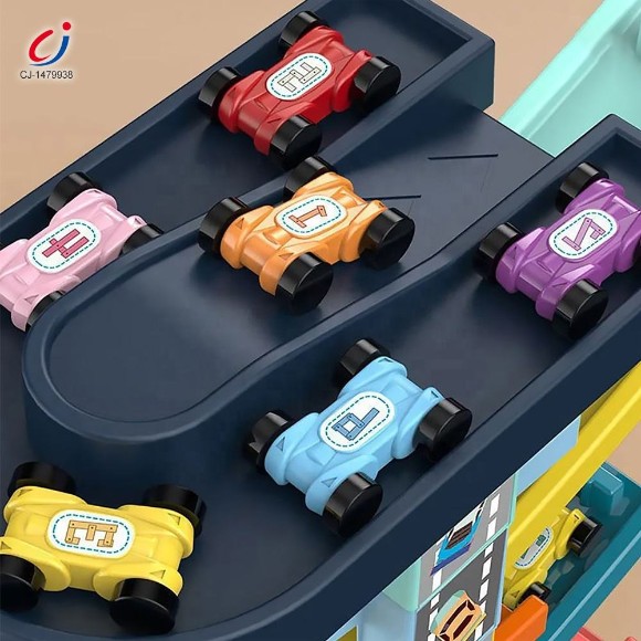 Educational Diy Assemble Plastic 4 Layers Car Sliding Racing Slot Ramp Track Glider Toy