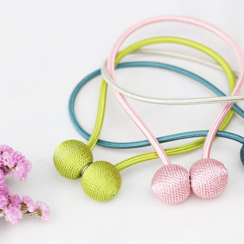 Deluxe Magnetic Curtain Tiebacks with Unique Wooden Balls (1 Pair)