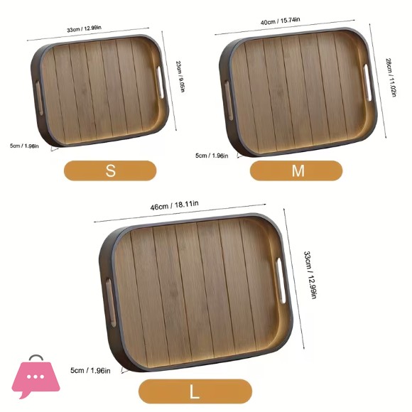 Elegant Bamboo Serving Tray with Handles Brown Rectangular Design