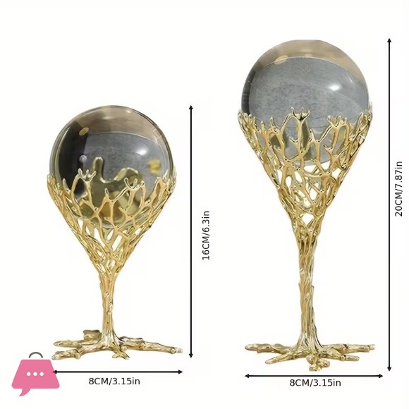 Elegant Crystal Coral Ball Decor Ornament for Home Office Decor - 2 Pcs