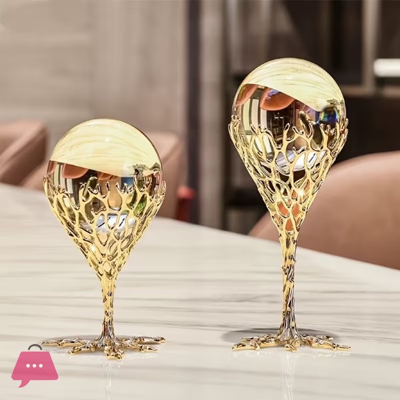 Elegant Crystal Coral Ball Decor Ornament for Home Office Decor - 2 Pcs