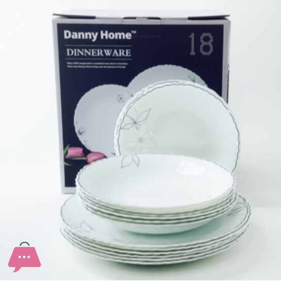 Elegant Floral White Ceramic Dinner Set of 18 Pcs