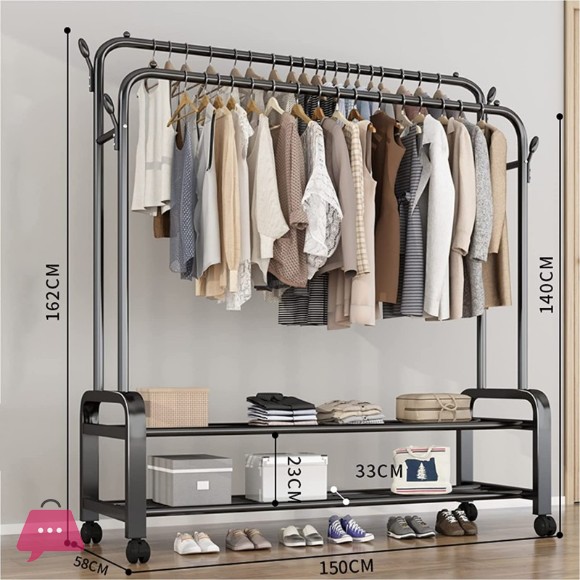 Floor Standing Movable Storage Garments Rack