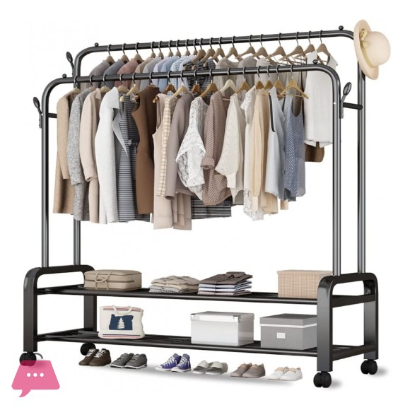 Floor Standing Movable Storage Garments Rack