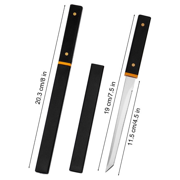 Fruit Knife Sharp Durable Blades Black Woodgrain Design Sheath and Handle Suitable for Most Vegetables, Fruits and Meat