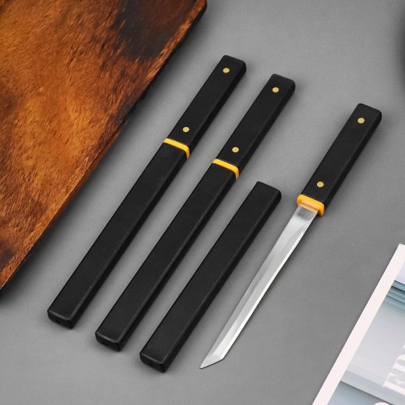 Fruit Knife Sharp Durable Blades Black Woodgrain Design Sheath and Handle Suitable for Most Vegetables, Fruits and Meat