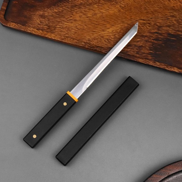 Fruit Knife Sharp Durable Blades Black Woodgrain Design Sheath and Handle Suitable for Most Vegetables, Fruits and Meat