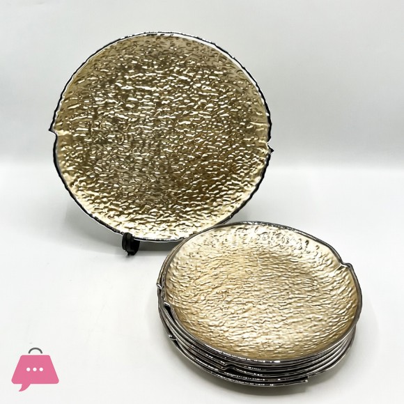 Iridescent Hammered Glass Cake Set - 7 Piece Serving Set