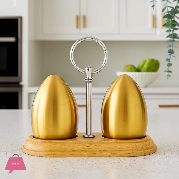 Golden Egg Stainless Steel Salt & Pepper Shaker Set