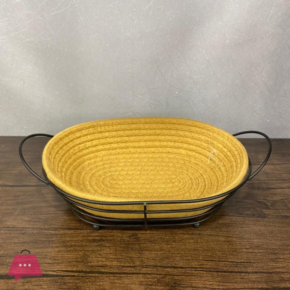 Handcrafted Metal Wire with Fabric Liner Roti Basket with Handle