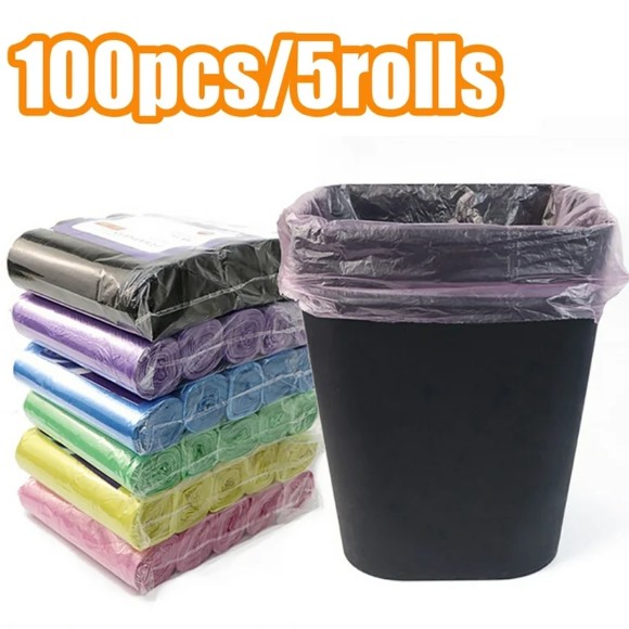 Household High-Quality Disposable Trash Pouch – 5 Rolls (1 Pack 100 Pcs)