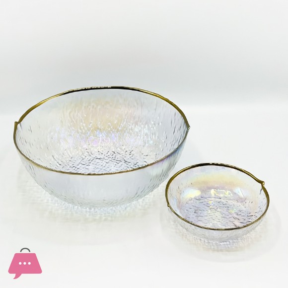 Iridescent Hammered Glass Fruit Bowl Set - 7 Piece Serving Set