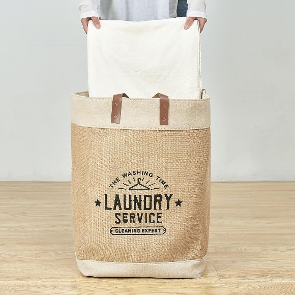 Jute Fabric Shopping Bag, Moisture-Proof EVA White Edge Large Jute Storage Bag for Home