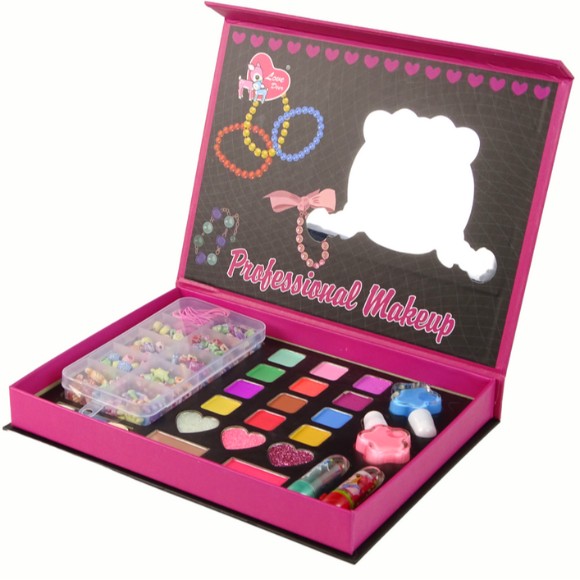Kids Girls 2 in 1 DIY Toy Jewellery Making & Makeup Kit