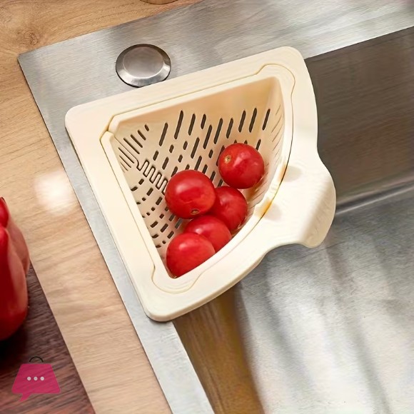 Kitchen Sink Strainer Basket Triangular Saves Space Sink Corners