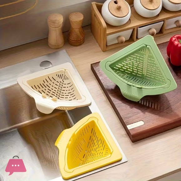 Kitchen Sink Strainer Basket Triangular Saves Space Sink Corners