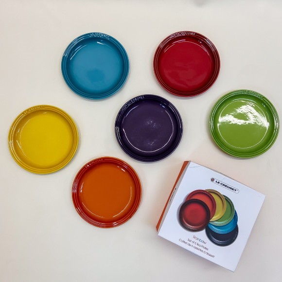 LE CREUSET Rainbow Ceramic Set of 6 Plates Set of 6 - 7.5inch